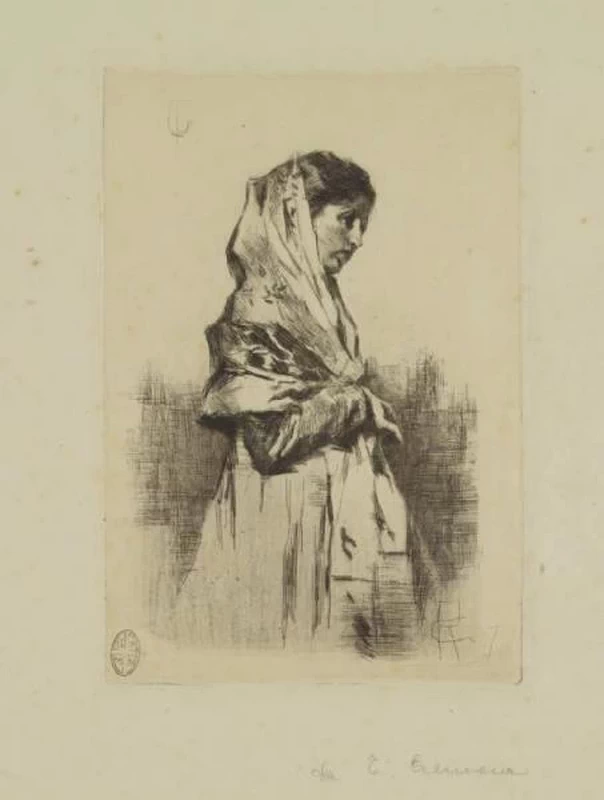 Ragazza con scialle sul capo - Civica Raccolta delle Stampe Achille Bertarelli, Milano